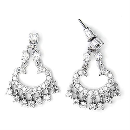 6X267 - High-Polished 925 Sterling Silver Earrings with AAA Grade CZ in Clear