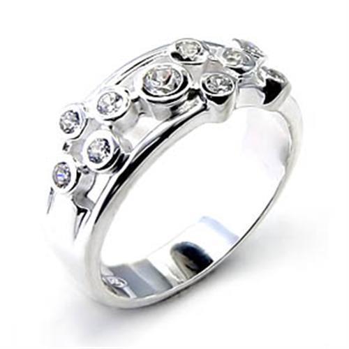 High-Polished 925 Sterling Silver Ring with AAA Grade CZ in Clear - Size 5