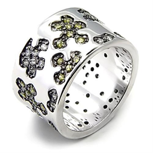 925 Sterling Silver Ring with AAA Grade CZ in Olivine color Size 9