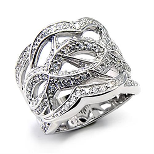 7X268 - High-Polished 925 Sterling Silver Ring with AAA Grade CZ in Clear