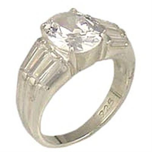 9B035 - High-Polished 925 Sterling Silver Ring with AAA Grade CZ in Clear
