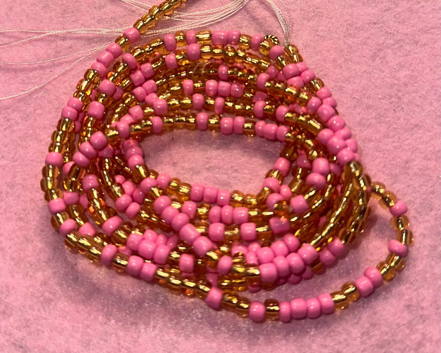 Pink and Gold Waistbeads