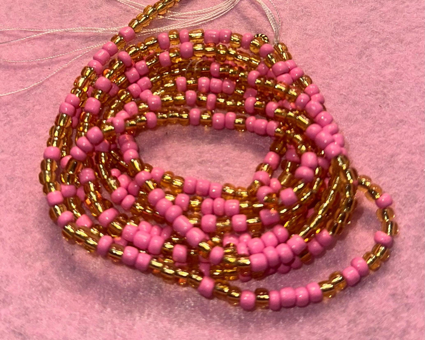 Pink and Gold Waistbeads