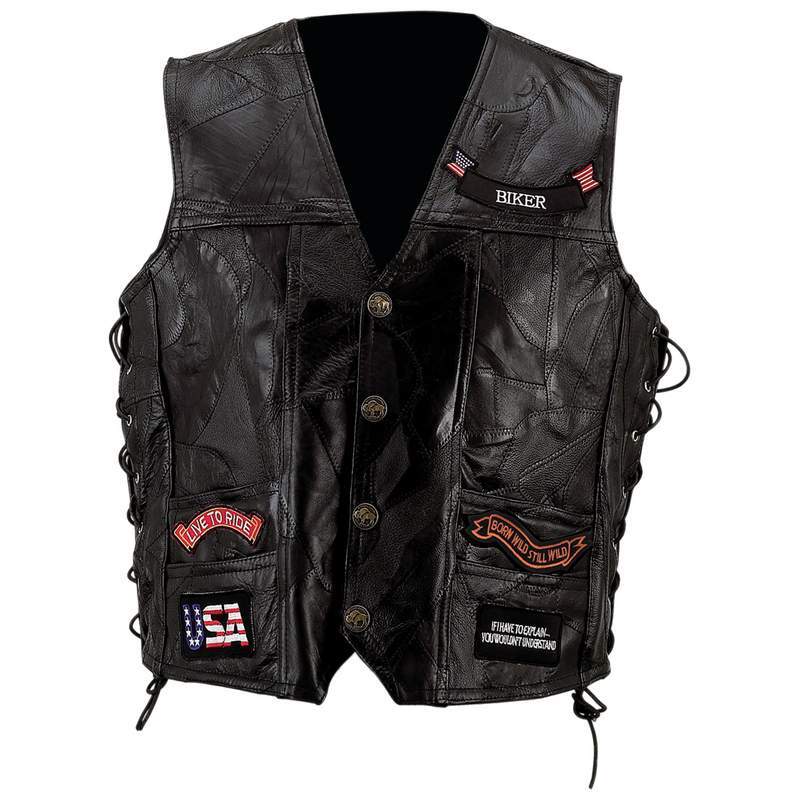 Leather vest w/ 14 patches