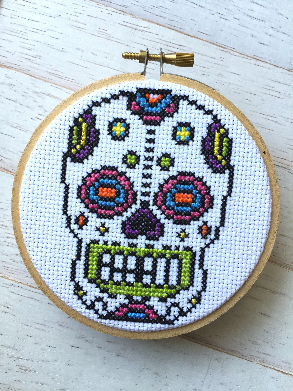 Bright Sugar Skull Counted Cross Stitch DIY KIT