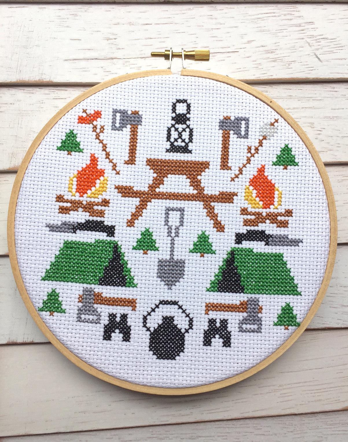 Camping Counted Cross Stitch DIY KIT Intermediate