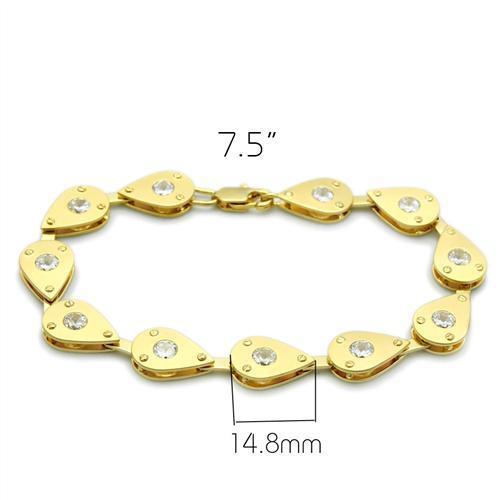 LO2015 - Matte Gold & Gold Brass Bracelet with AAA Grade CZ in Clear