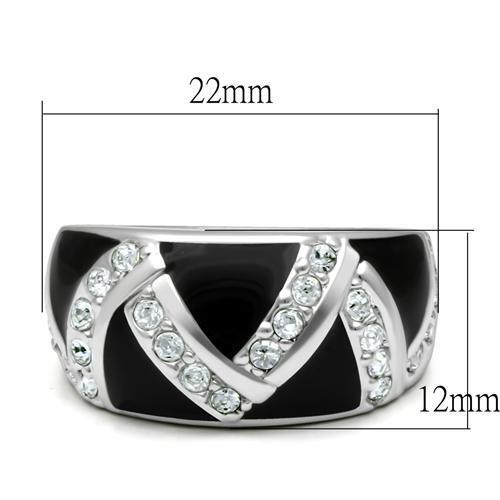 LO2094 - Rhodium Brass Ring with Top Grade Crystal in Clear