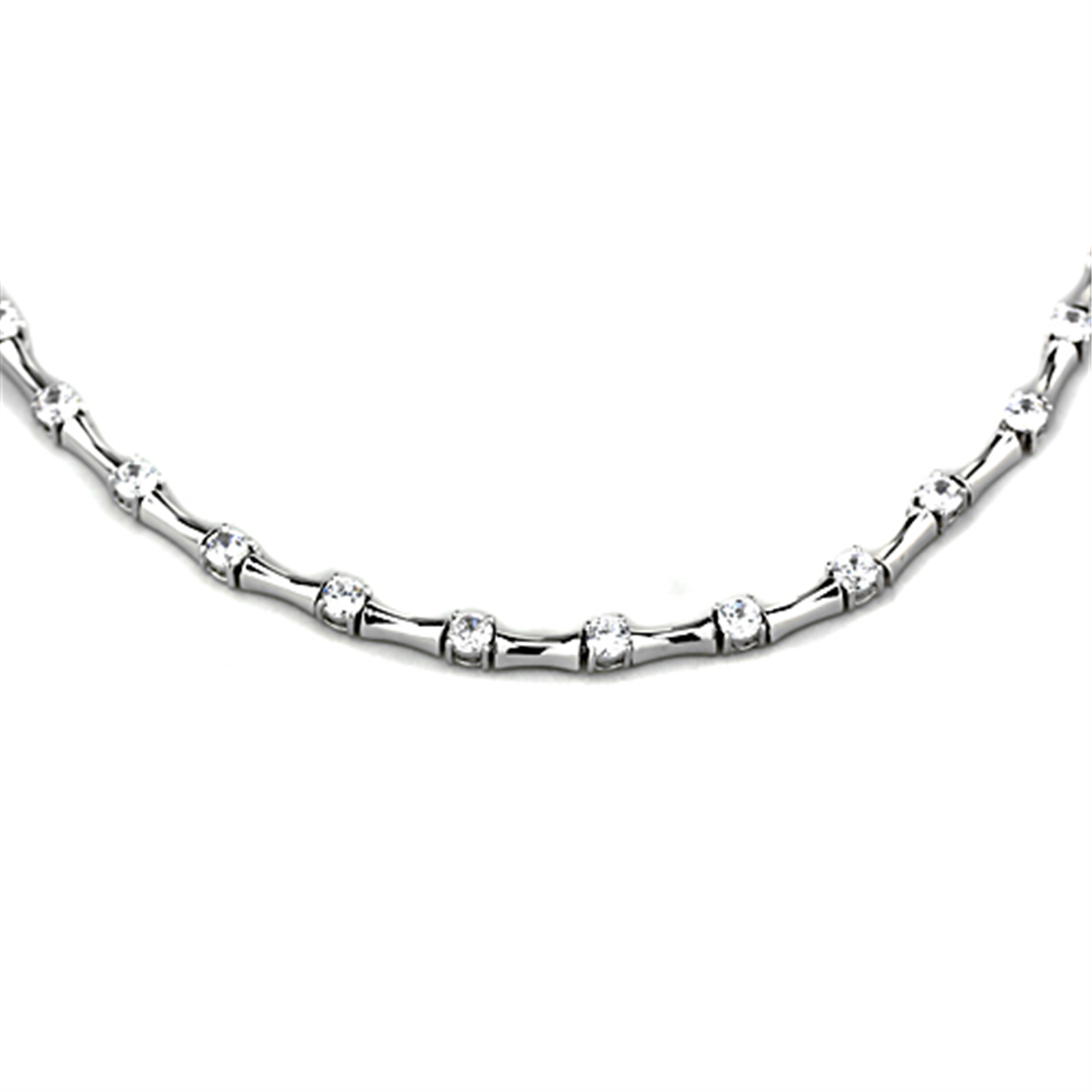 LO2709 - Rhodium Brass Necklace with AAA Grade CZ in Clear