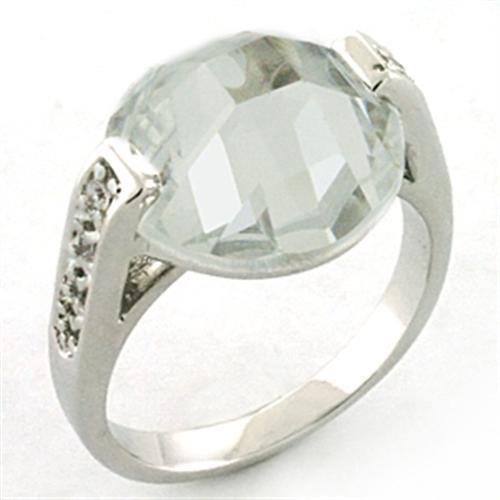 LOA665 - Rhodium Brass Ring with AAA Grade CZ in Clear
