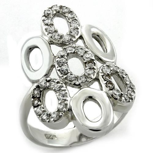 LOAS1127 - High-Polished 925 Sterling Silver Ring with AAA Grade CZ in Clear