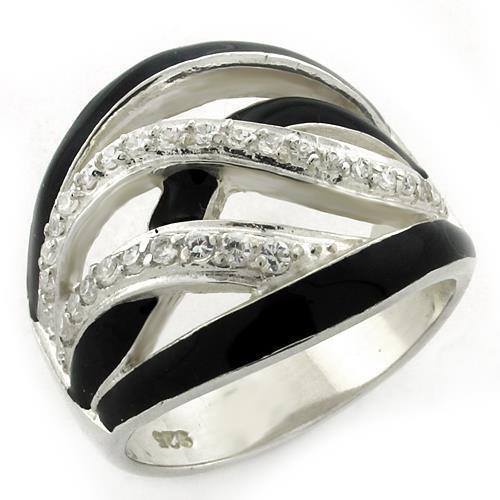 LOAS1152 - High-Polished 925 Sterling Silver Ring with AAA Grade CZ in Clear