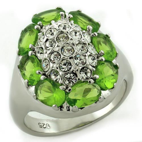 LOAS1153 - High-Polished 925 Sterling Silver Ring with AAA Grade CZ in Clear