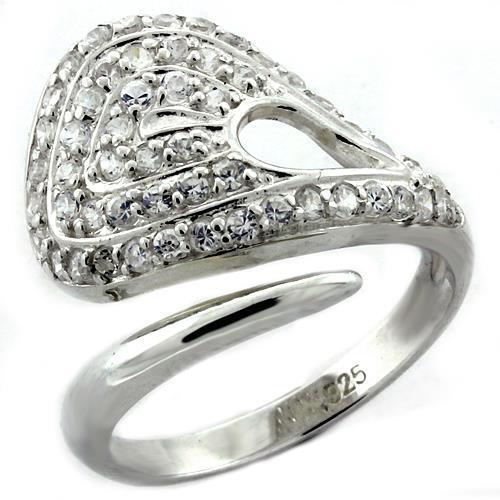 LOAS1161 - High-Polished 925 Sterling Silver Ring with AAA Grade CZ in Clear