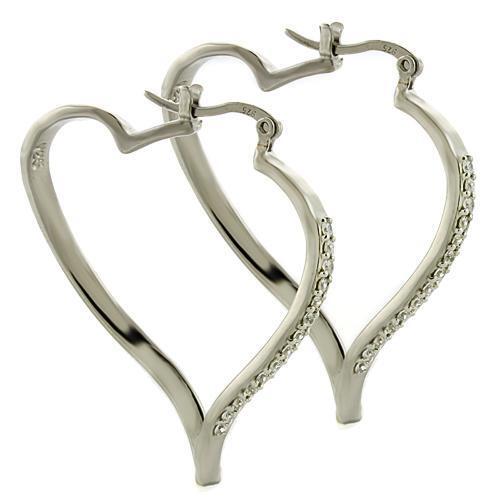 High-Polished 925 Sterling Silver Earrings with AAA Grade CZ in Clear