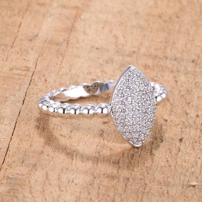 .3Ct Beautiful Oval-Designed Rhodium Ring With Clear CZ Size 8