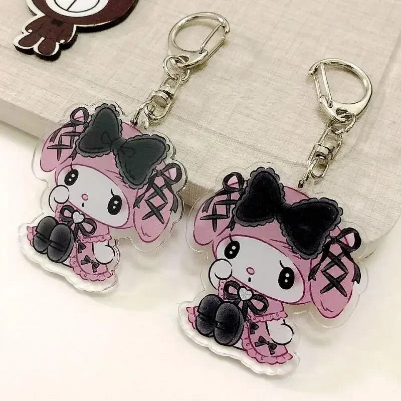 Color: WHITE - Sanrioed Cute Kawaii Cartoon 10cm Kuromi My Melody Dark Wind Acrylic Bag Pendant Couple Keychain Acrylic Pendant