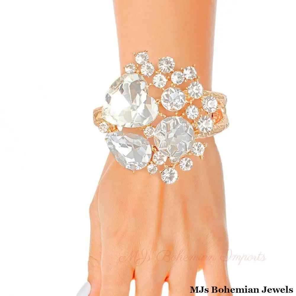 A Full Heart Crystal Gold Cuff