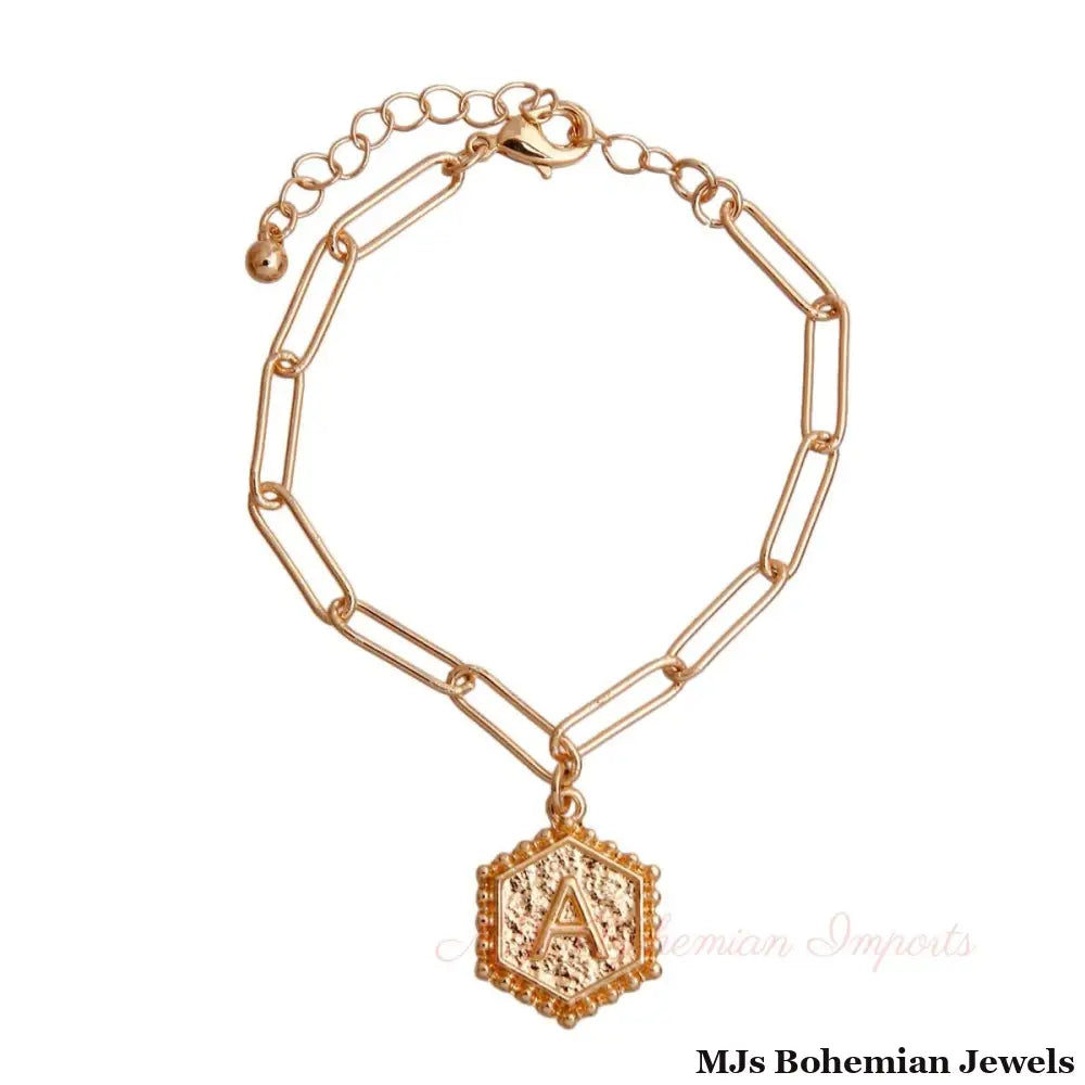A Hexagon Initial Charm Bracelet