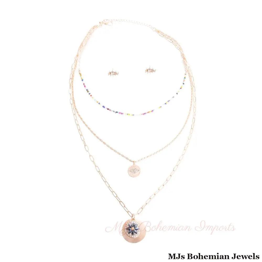 Abalone Evil Eye Pendant Necklace