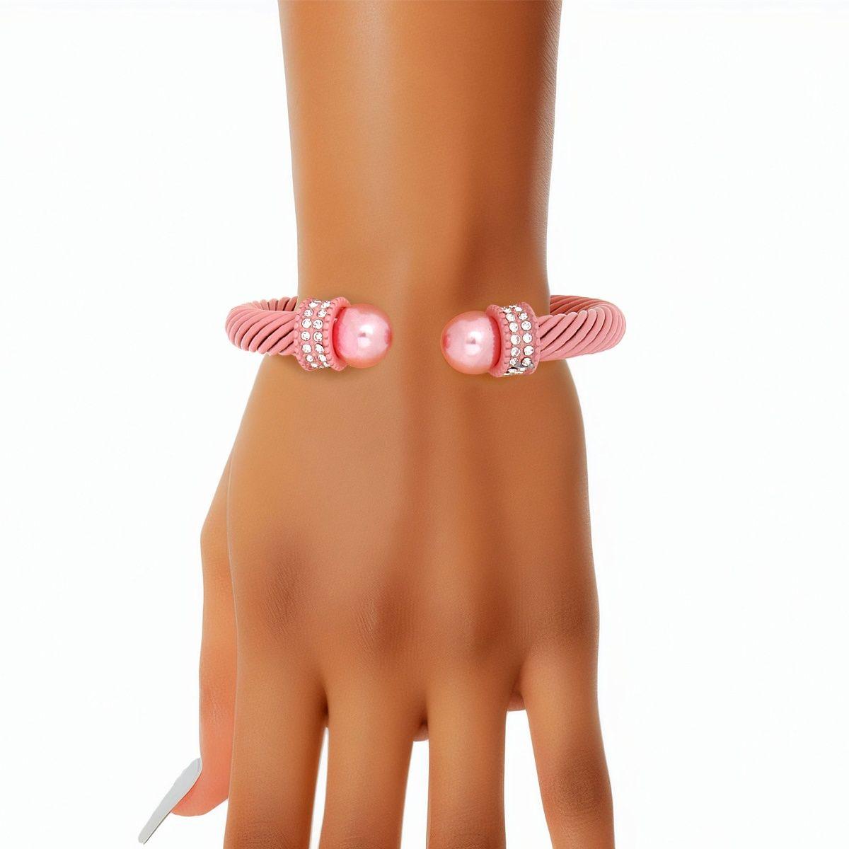 AKA Thick Pink Cable Classic Bangle Bracelet