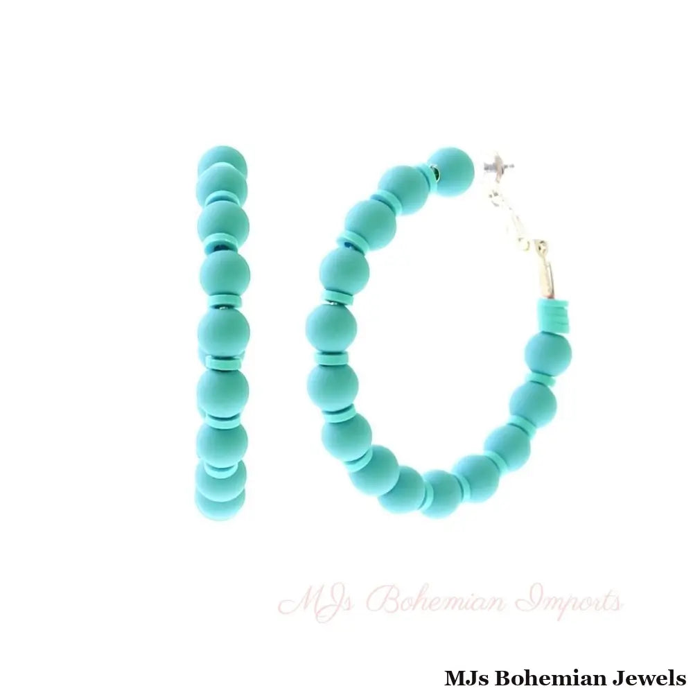 Aqua Rubber Bead Hoops