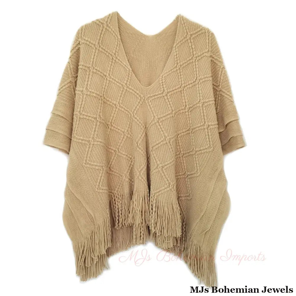 Beige Crochet Poncho