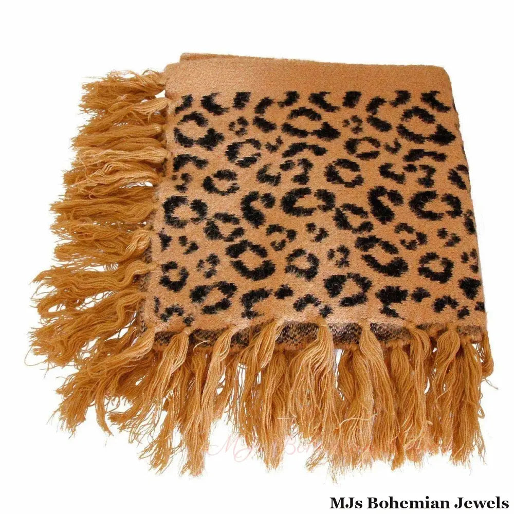 Beige Leopard Eyelash Poncho