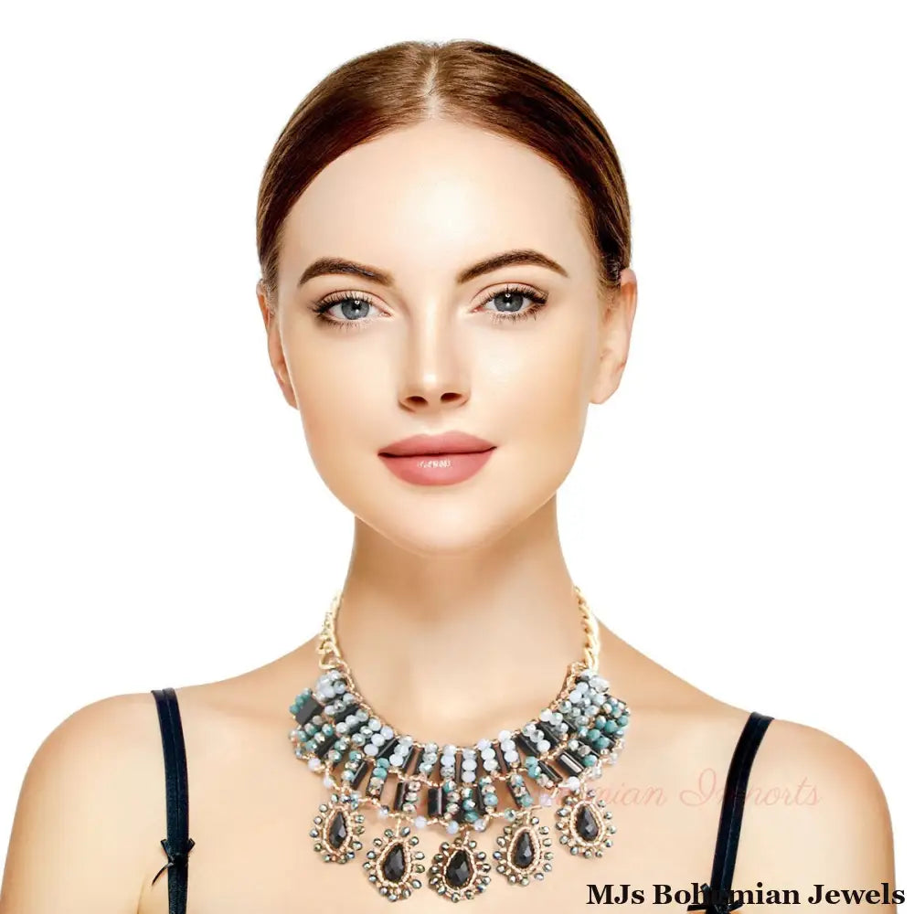 Black and Gold Bead Collar Set