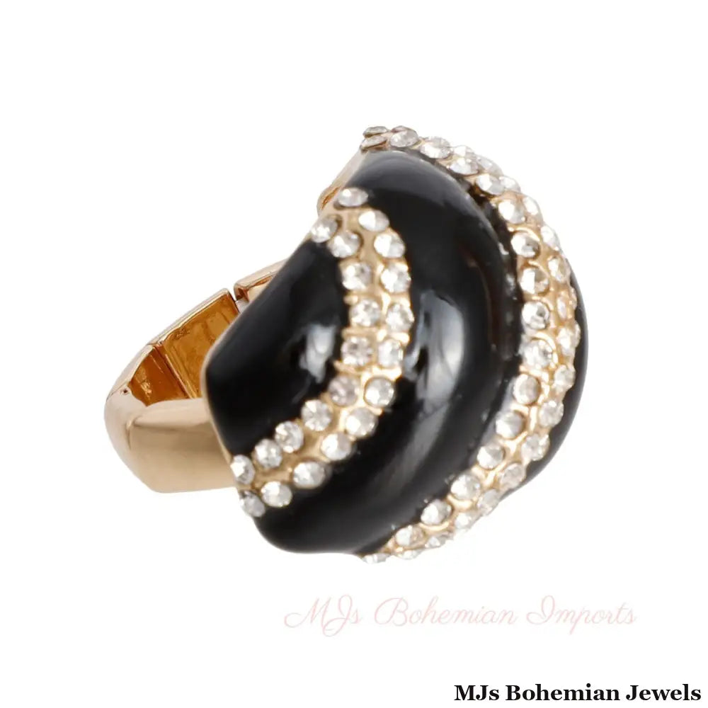 Black and Gold Dome Cocktail Ring