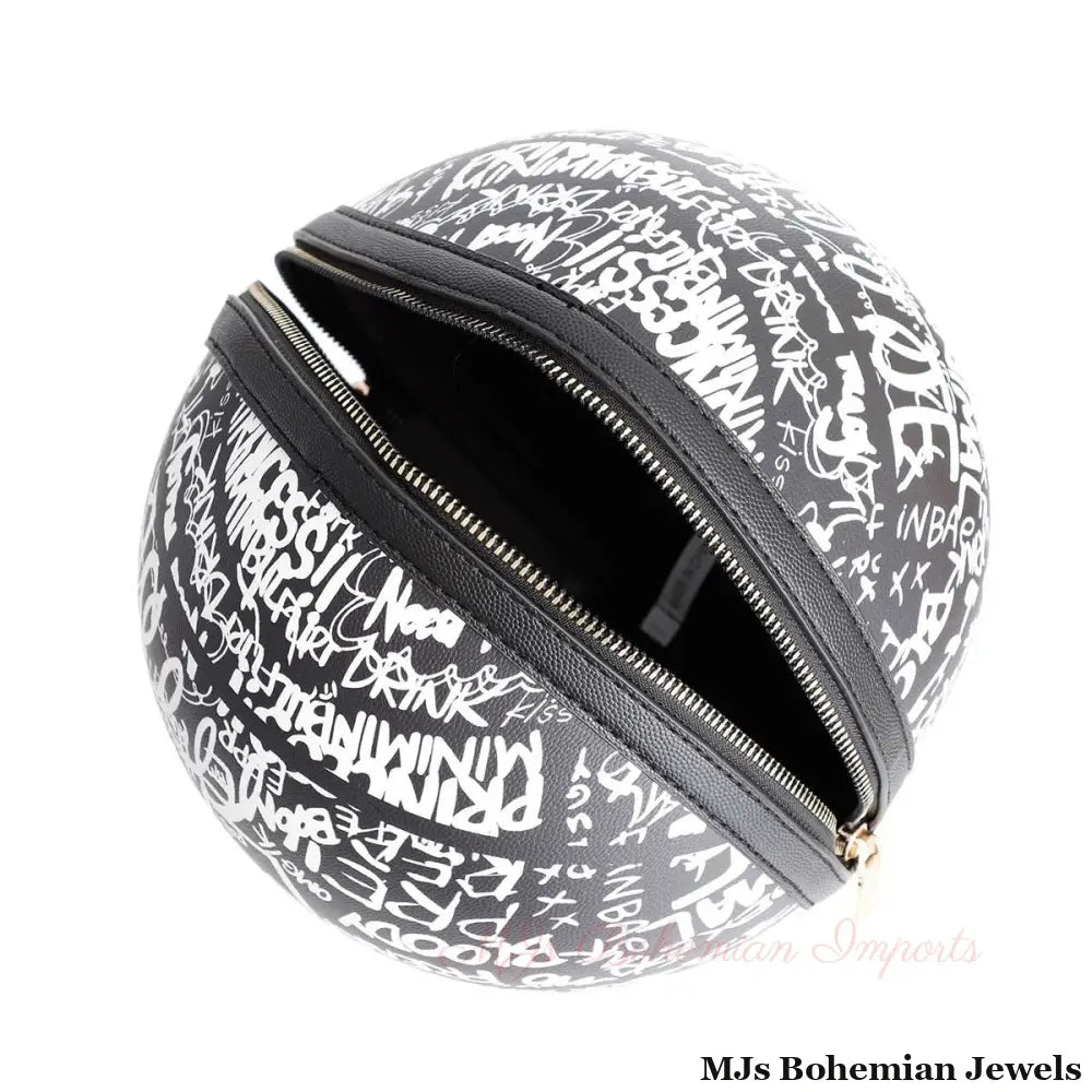 Black and White Graffiti Basketball Bag