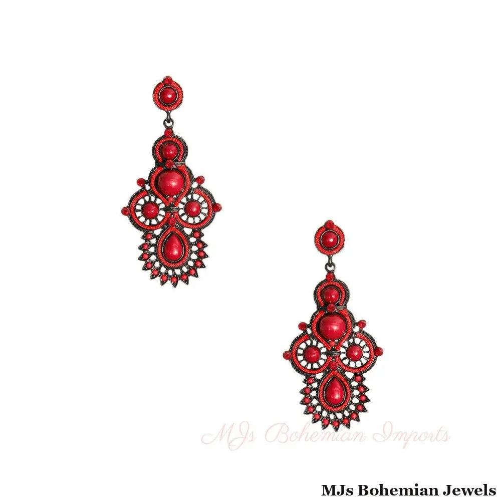 Black and Wine Soutache Earrings