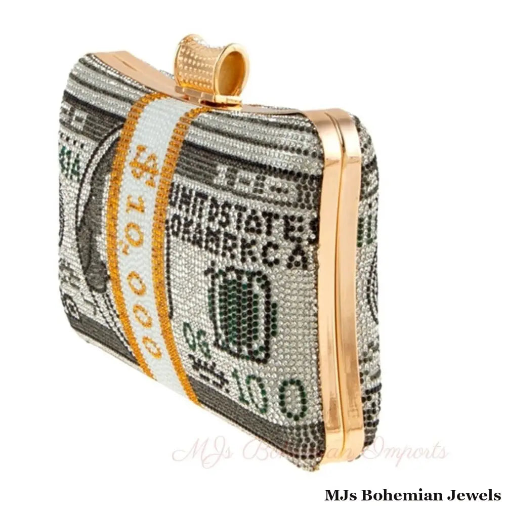 Black Bling Banded Cash Luxury Clutch