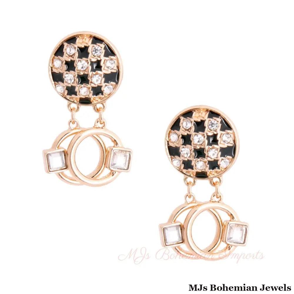 Black Checkerboard Studs