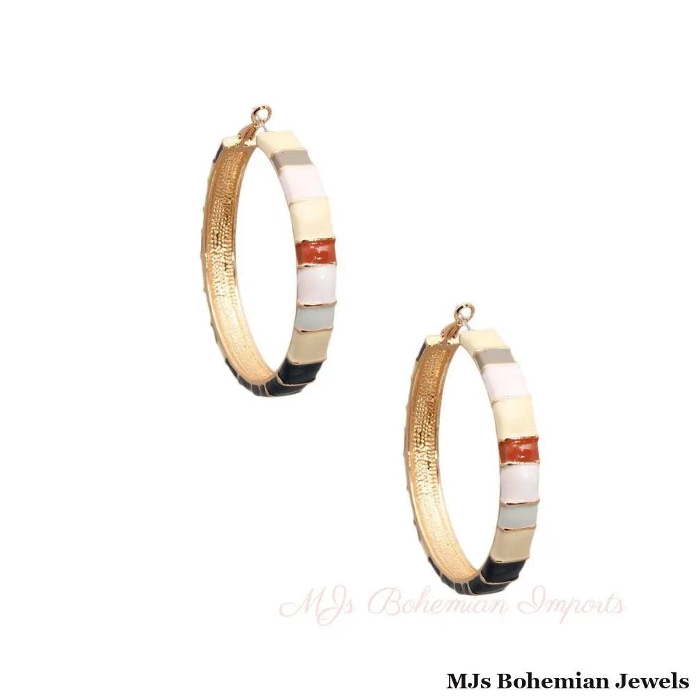 Black Color Block Hoops
