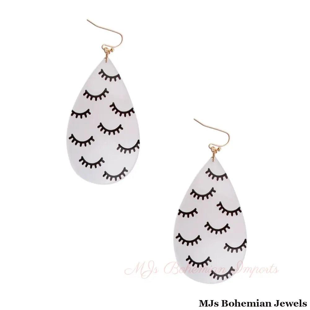 Black Eyelashes Teardrop Earrings