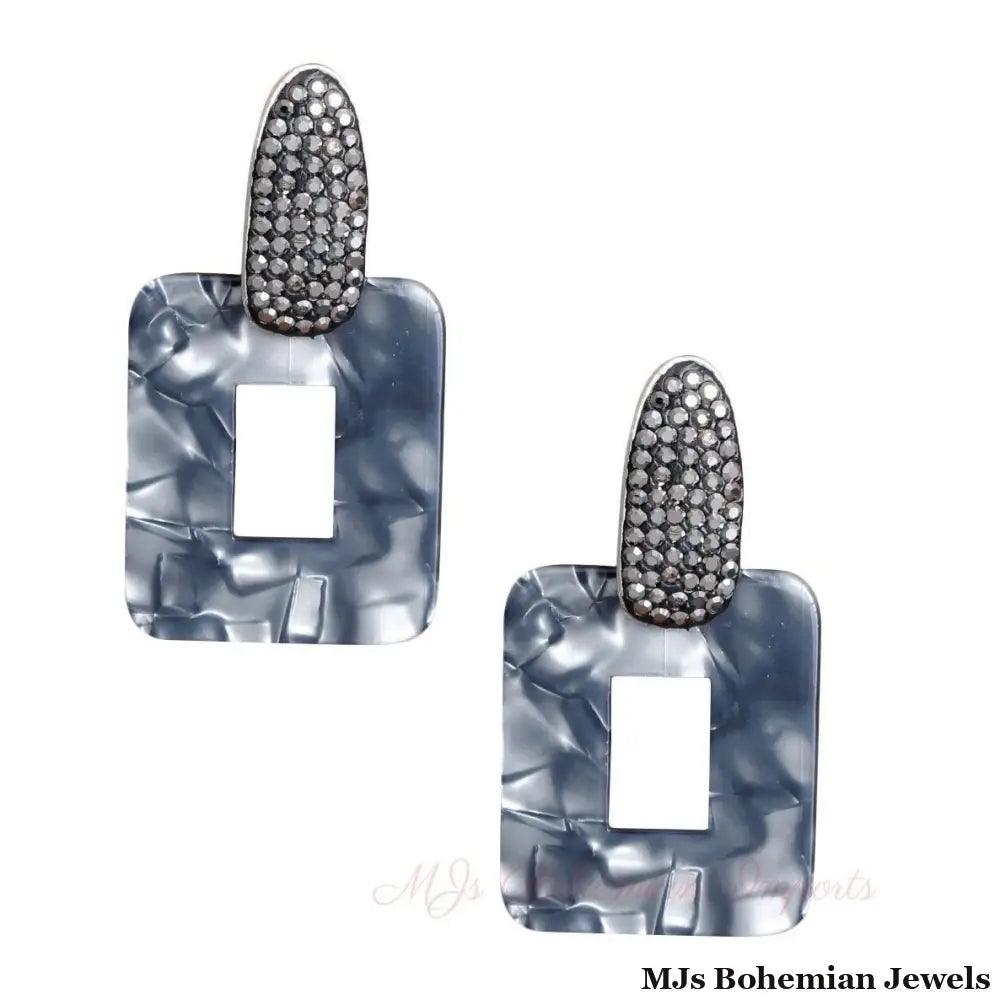 Black Marbled Stone Earrings