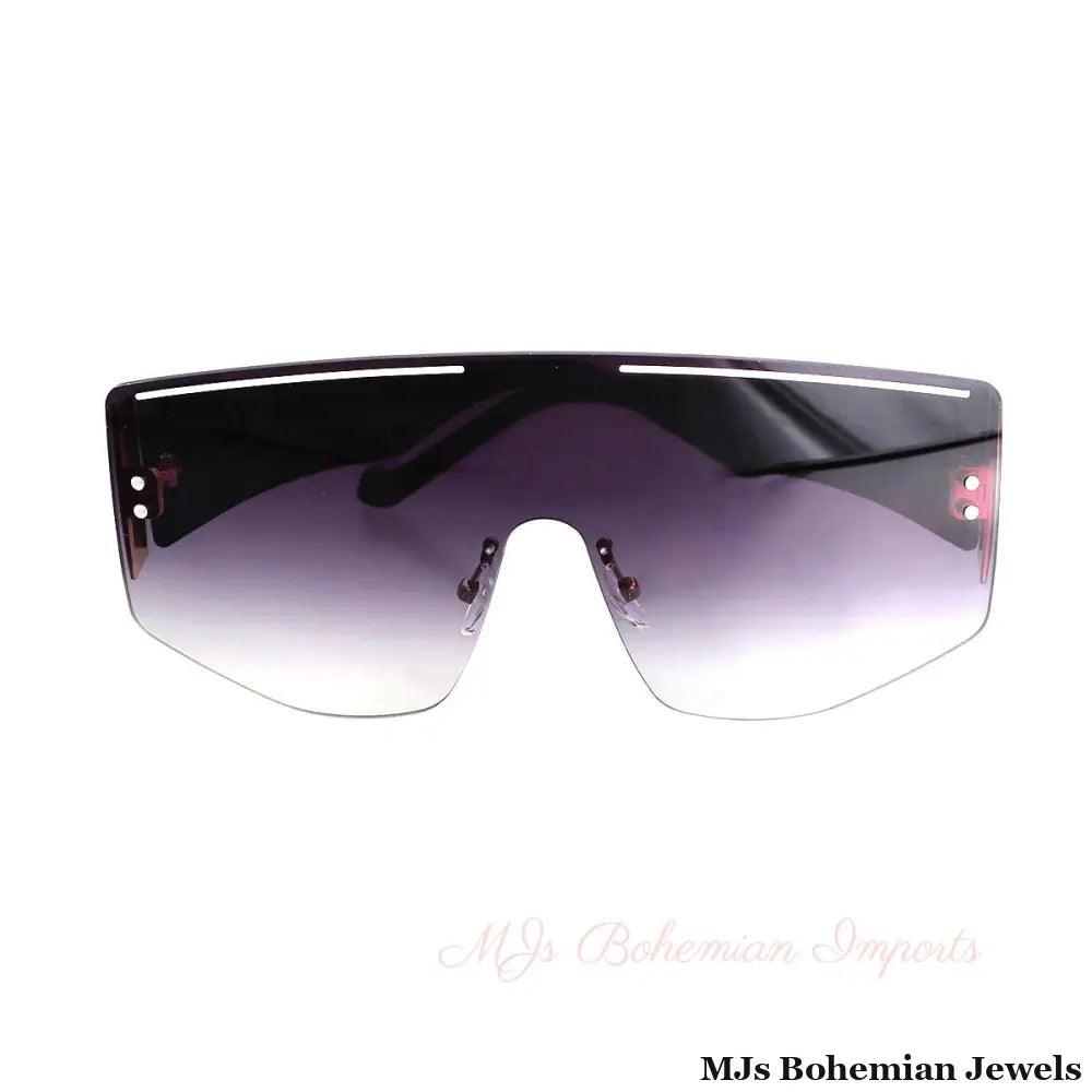 Black One Piece Lens Stripe Sunglasses