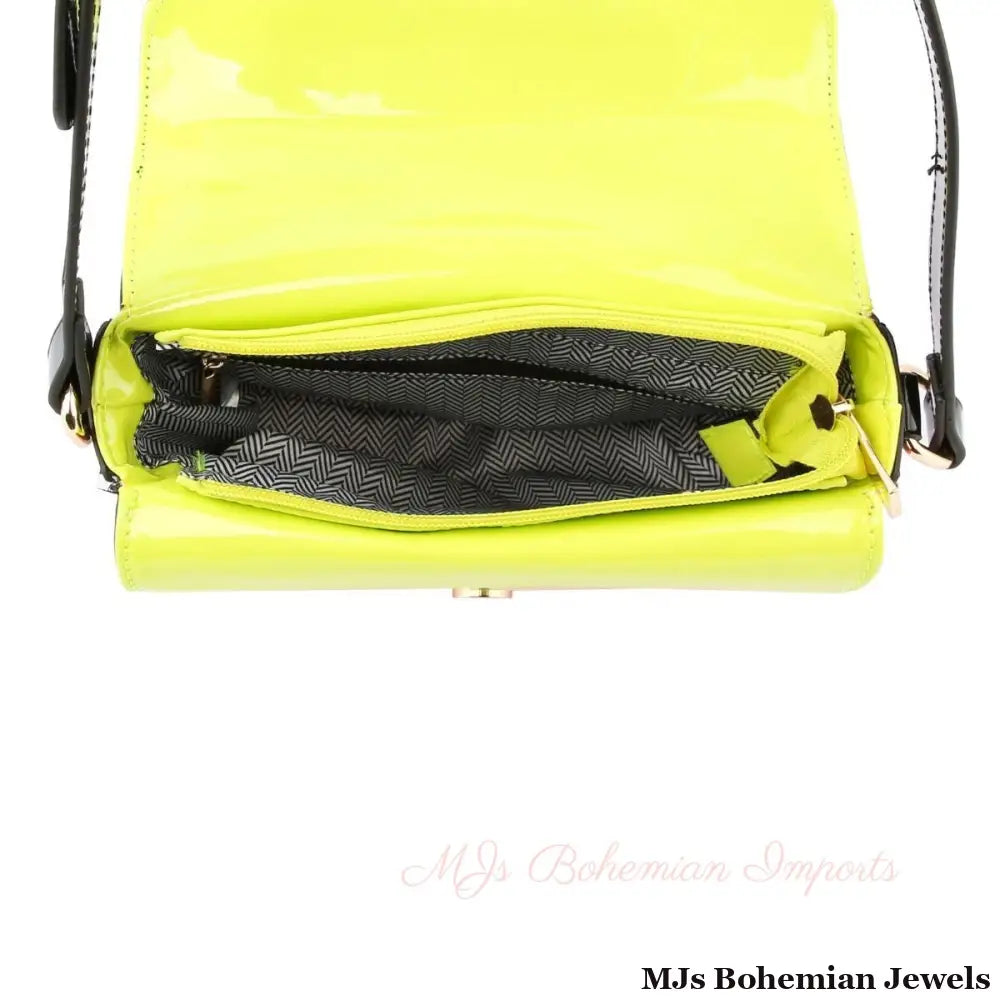 Black Pink Yellow Shiny Crossbody Bag