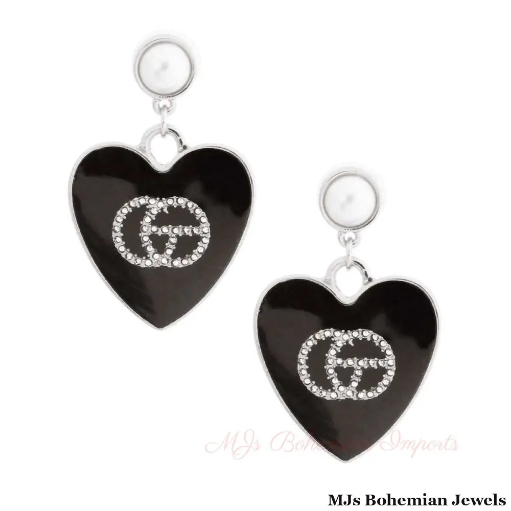 Black & Silver Hearts: Metal Earrings