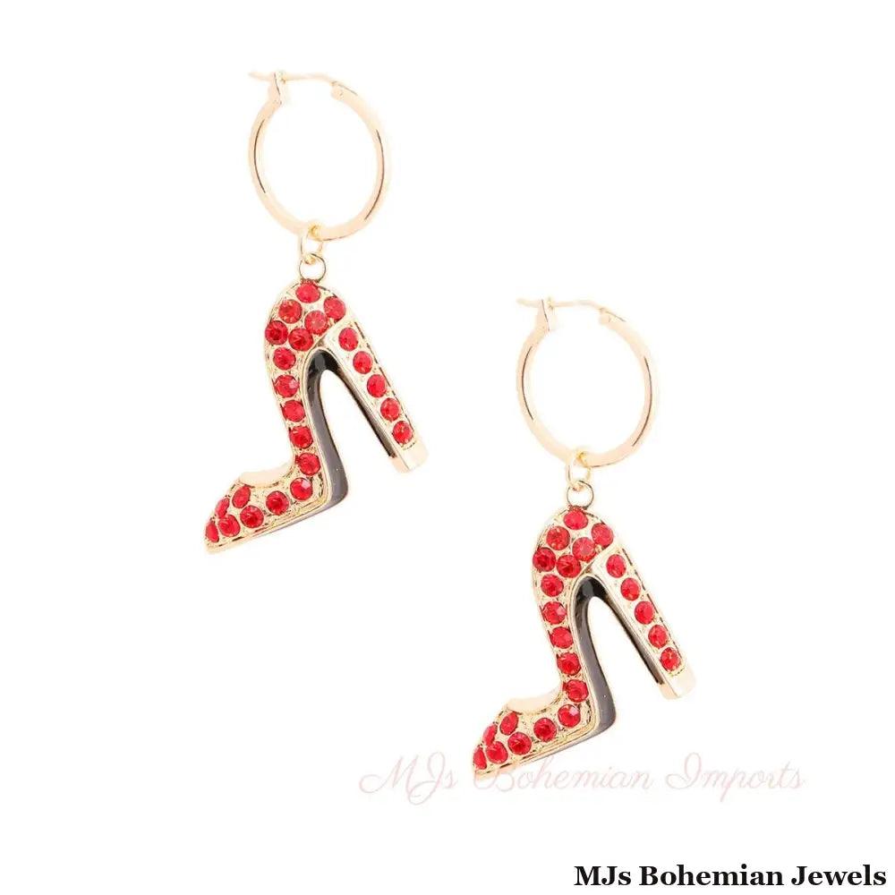 Bling Boutique High Heel Red Hoops