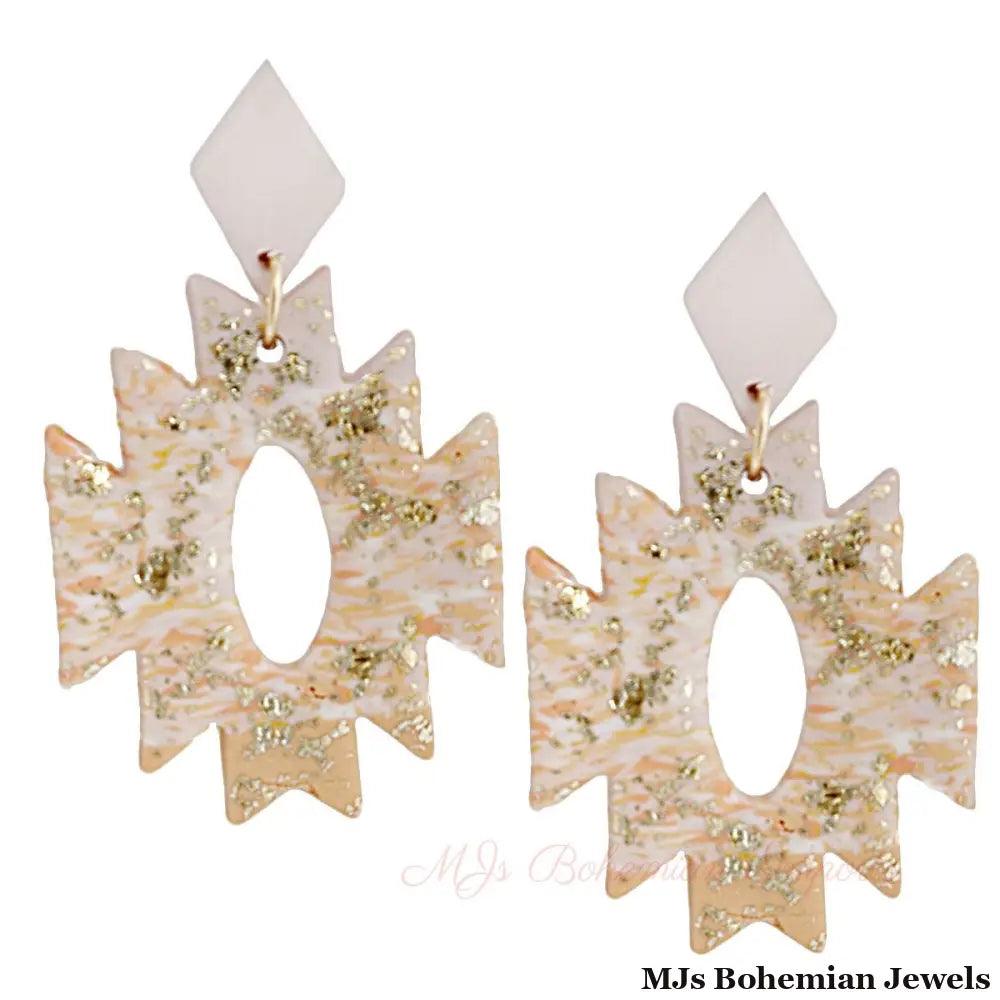 Blush Marbled Clay Aztec Earrings