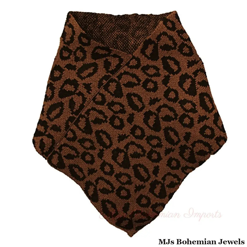 Brown Leopard Triangle Tube Scarf