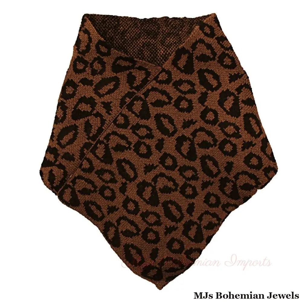 Brown Leopard Triangle Tube Scarf