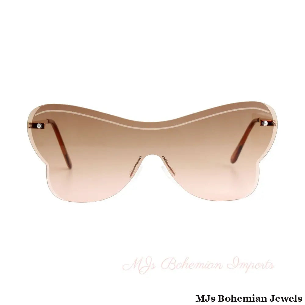 Brown One Piece Butterfly Sunglasses