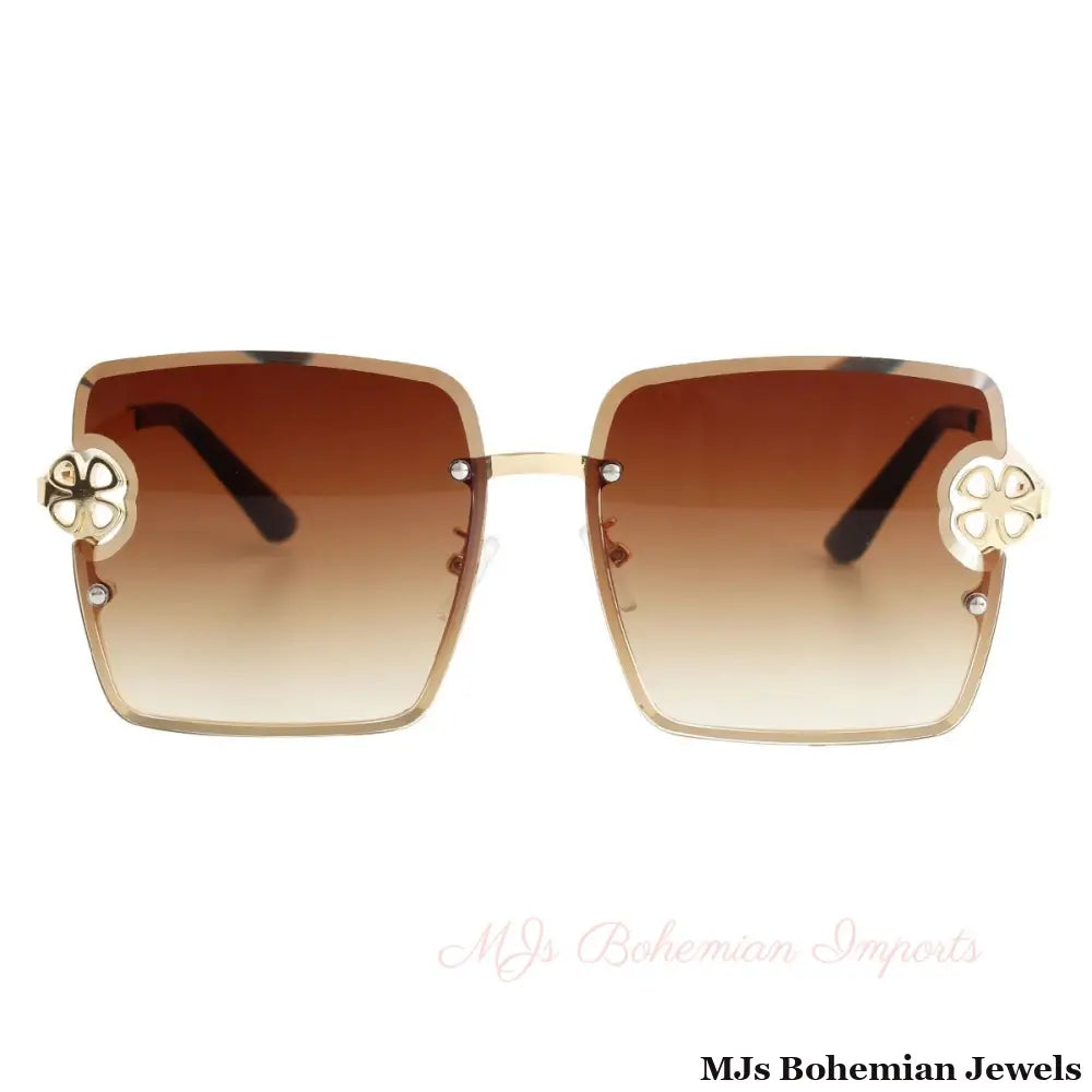 Brown Square Clover Sunglasses