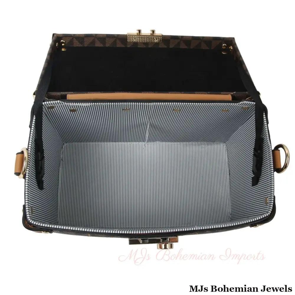 Brown Square Trunk Handbag
