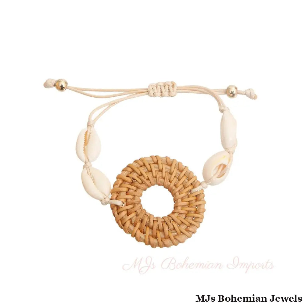 Brown Woven Ring Shell Bracelet