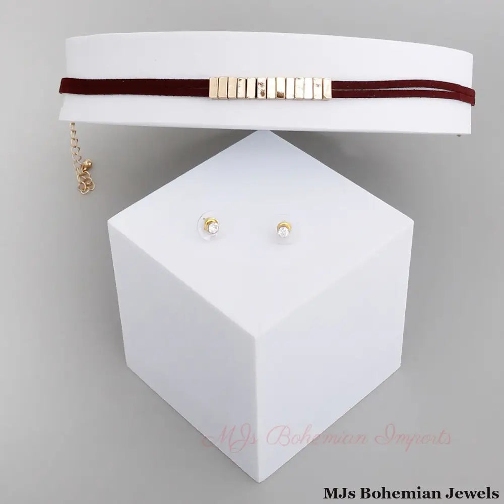 Burgundy Suede Choker