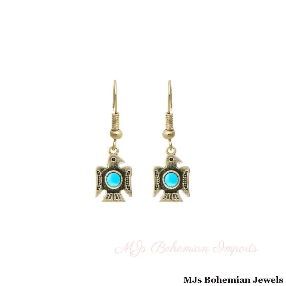 Burnished Gold Thunderbird Earrings